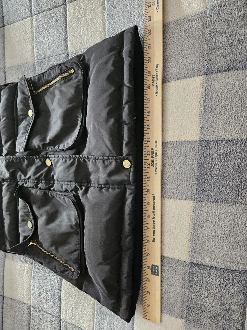 Michael Kors Black Quilted Puffer Coat with Faux Fur Hood Trim No Belt